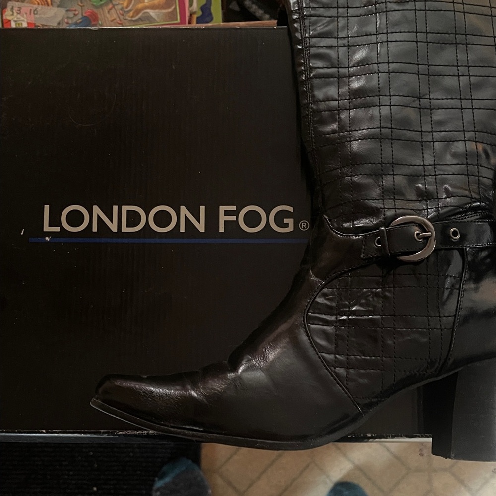 London Fog Quilted Black Zippered Knee-High Women’s Boots